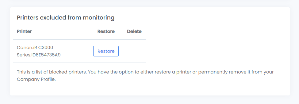 Recovering a removed printer Recovering a removed printer