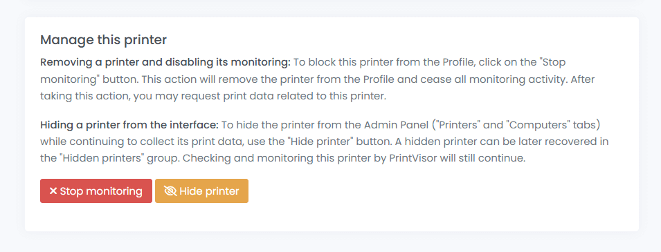 How to remove or hide a printer from PrintVisor account How to remove or hide a printer from PrintVisor account